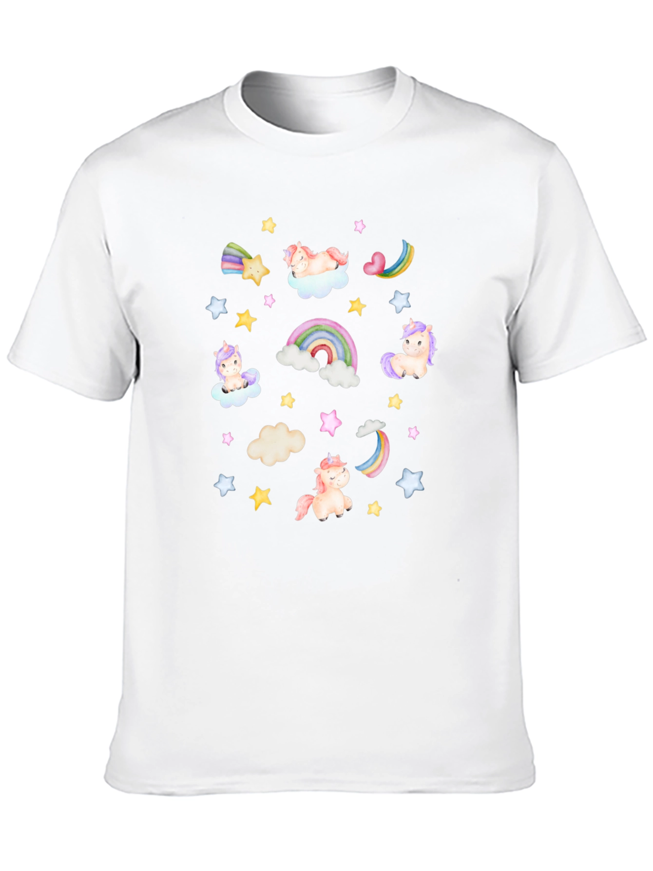 Unicorns Rainbows Stars Black T-Shirt
