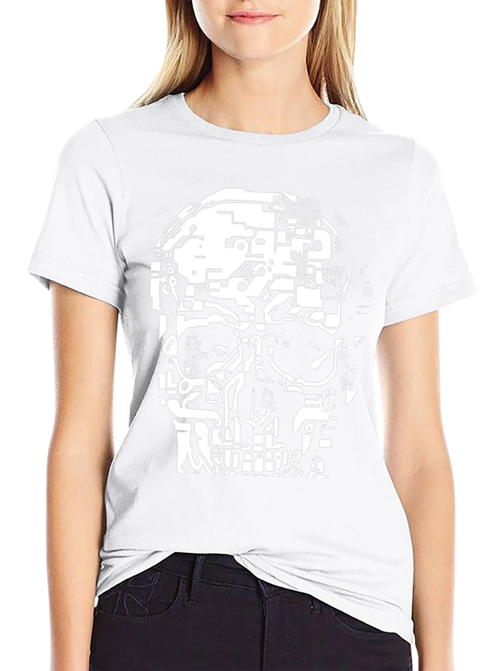 Tech Skull Graphic Tee - Black Cotton Comfort