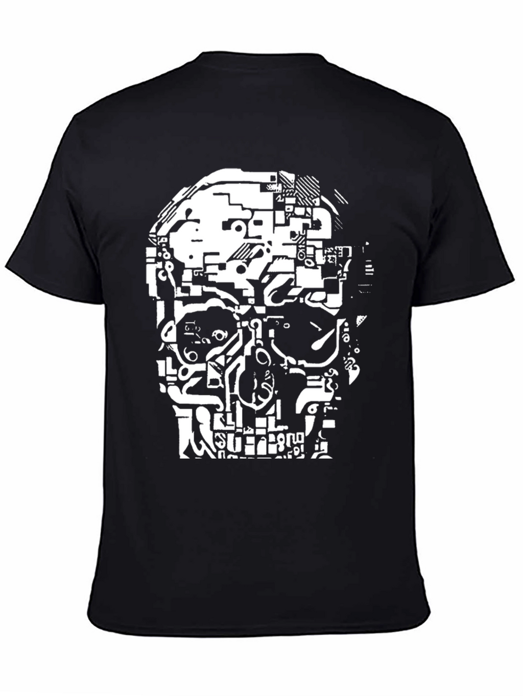 Tech Skull Graphic Tee - Black Cotton Comfort