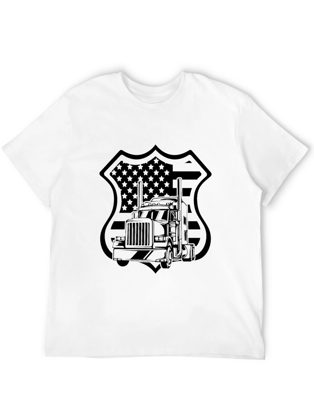 Trucker Pride T-Shirt - American Flag Badge Design