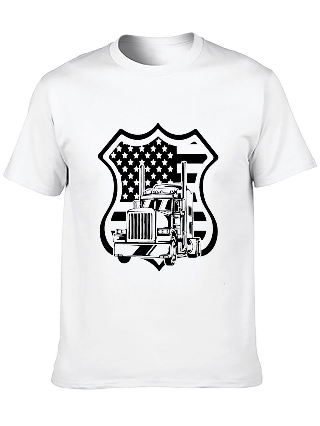 Trucker Pride T-Shirt - American Flag Badge Design
