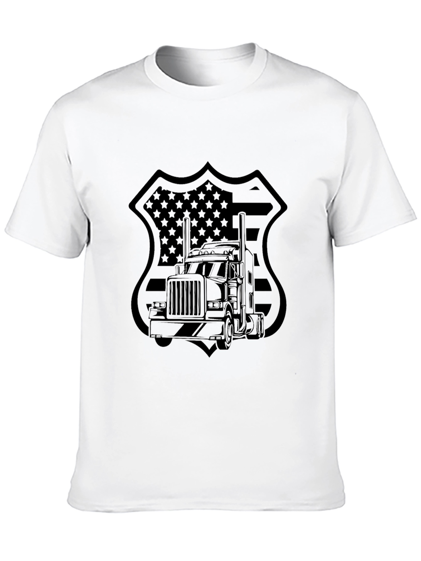 Trucker Pride T-Shirt - American Flag Badge Design
