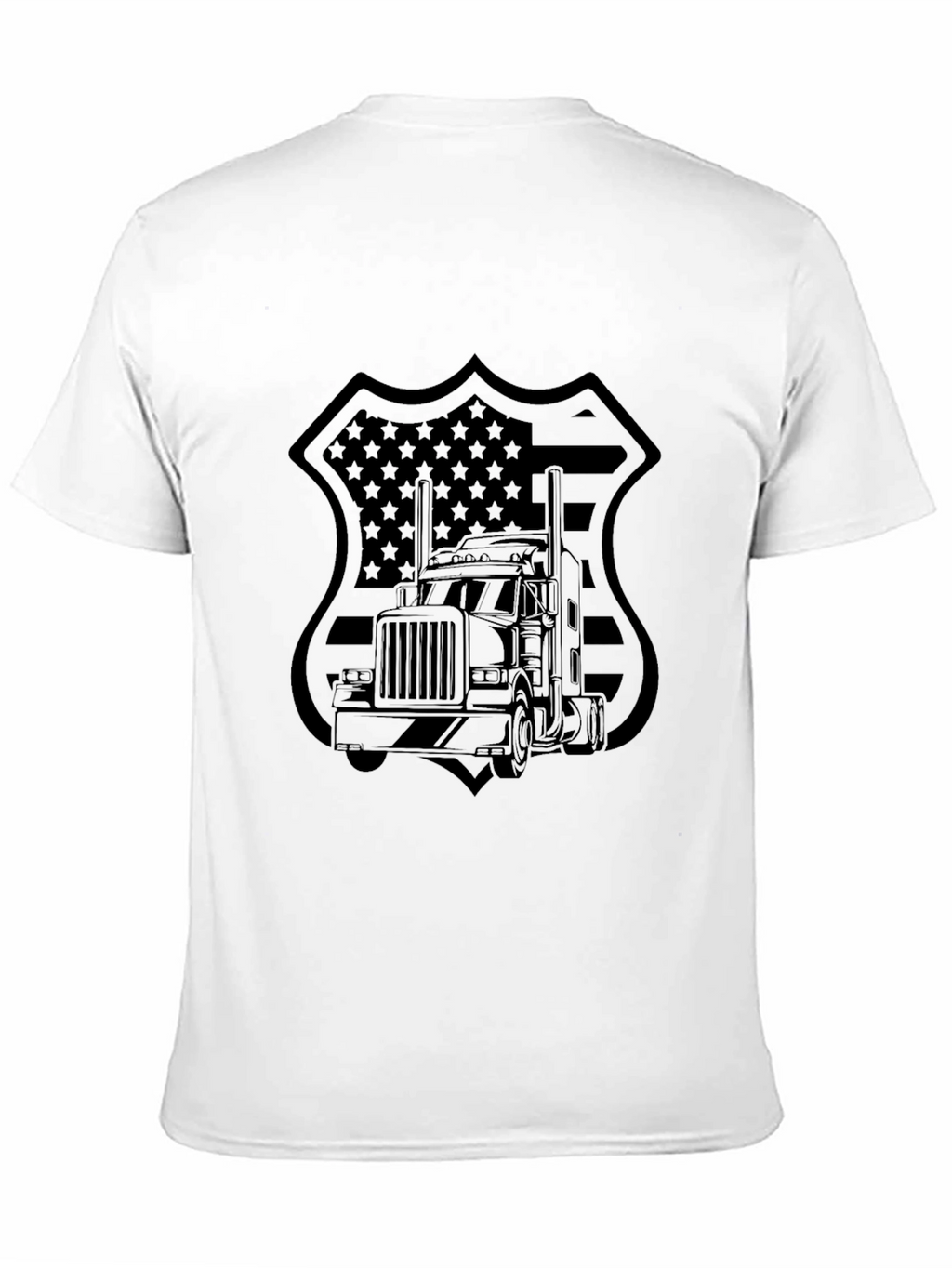Trucker Pride T-Shirt - American Flag Badge Design