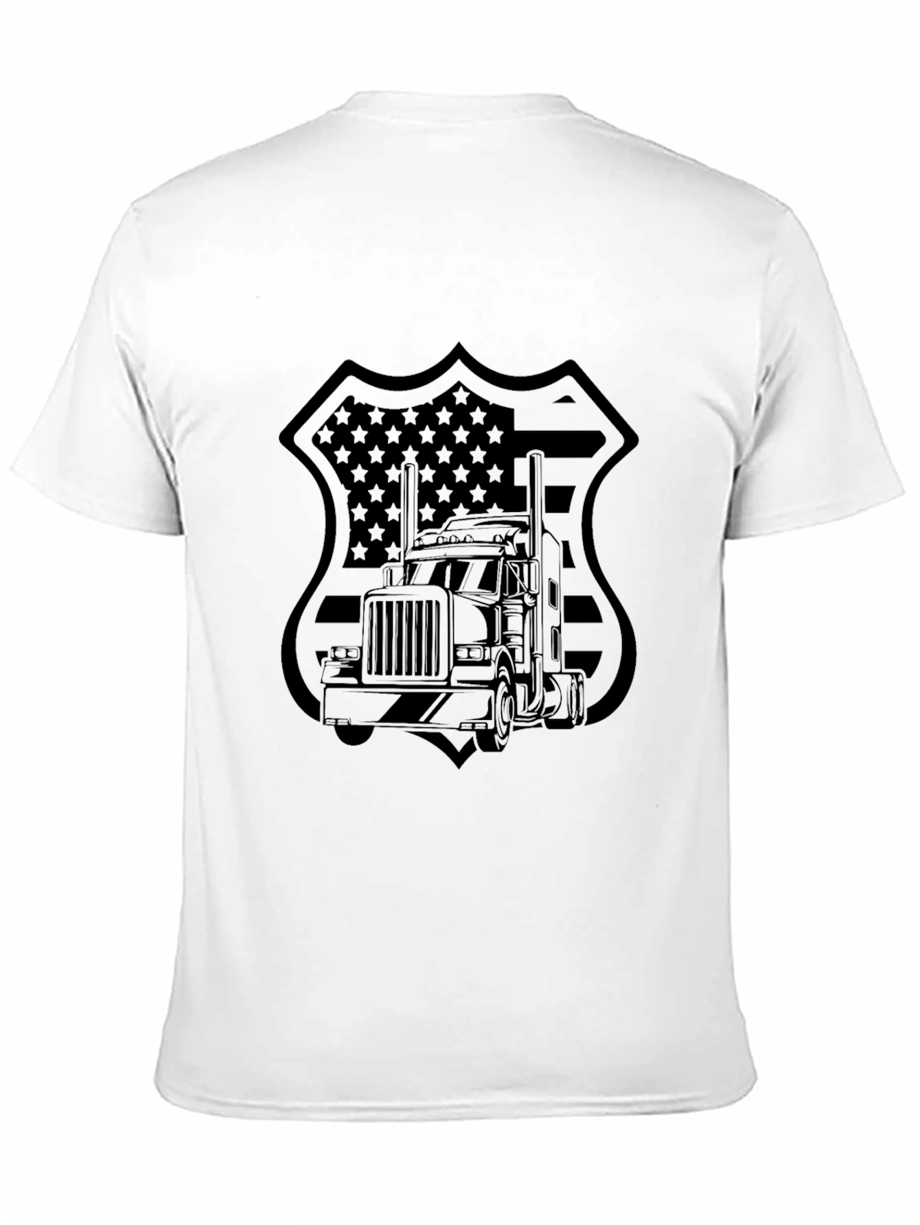 Trucker Pride T-Shirt - American Flag Badge Design