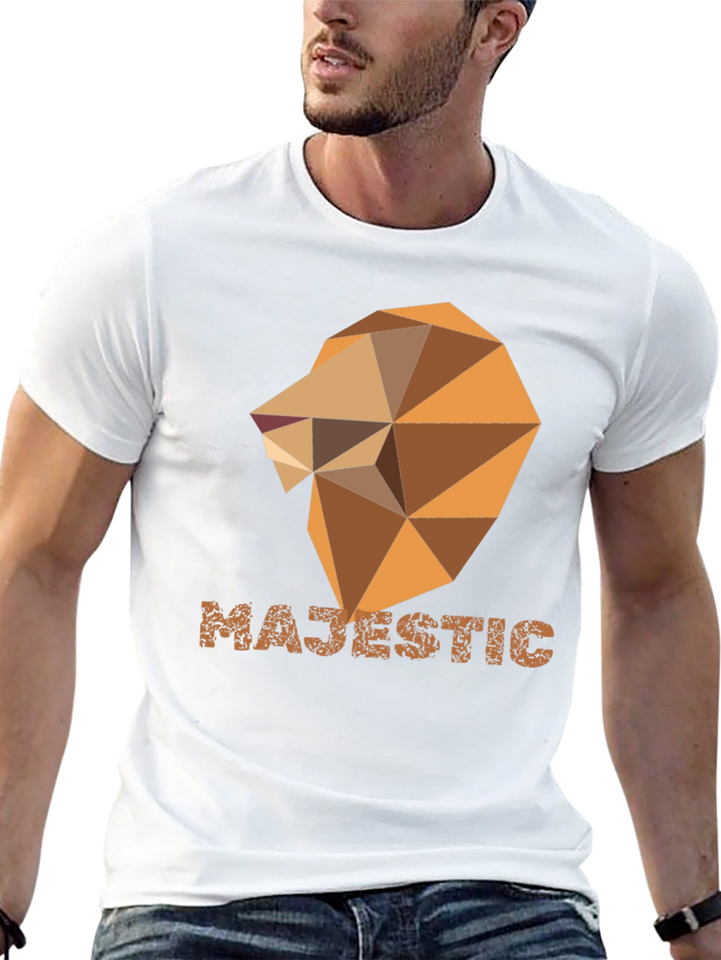 Majestic Geometric Lion Graphic Tee - Stylish Black Shirt