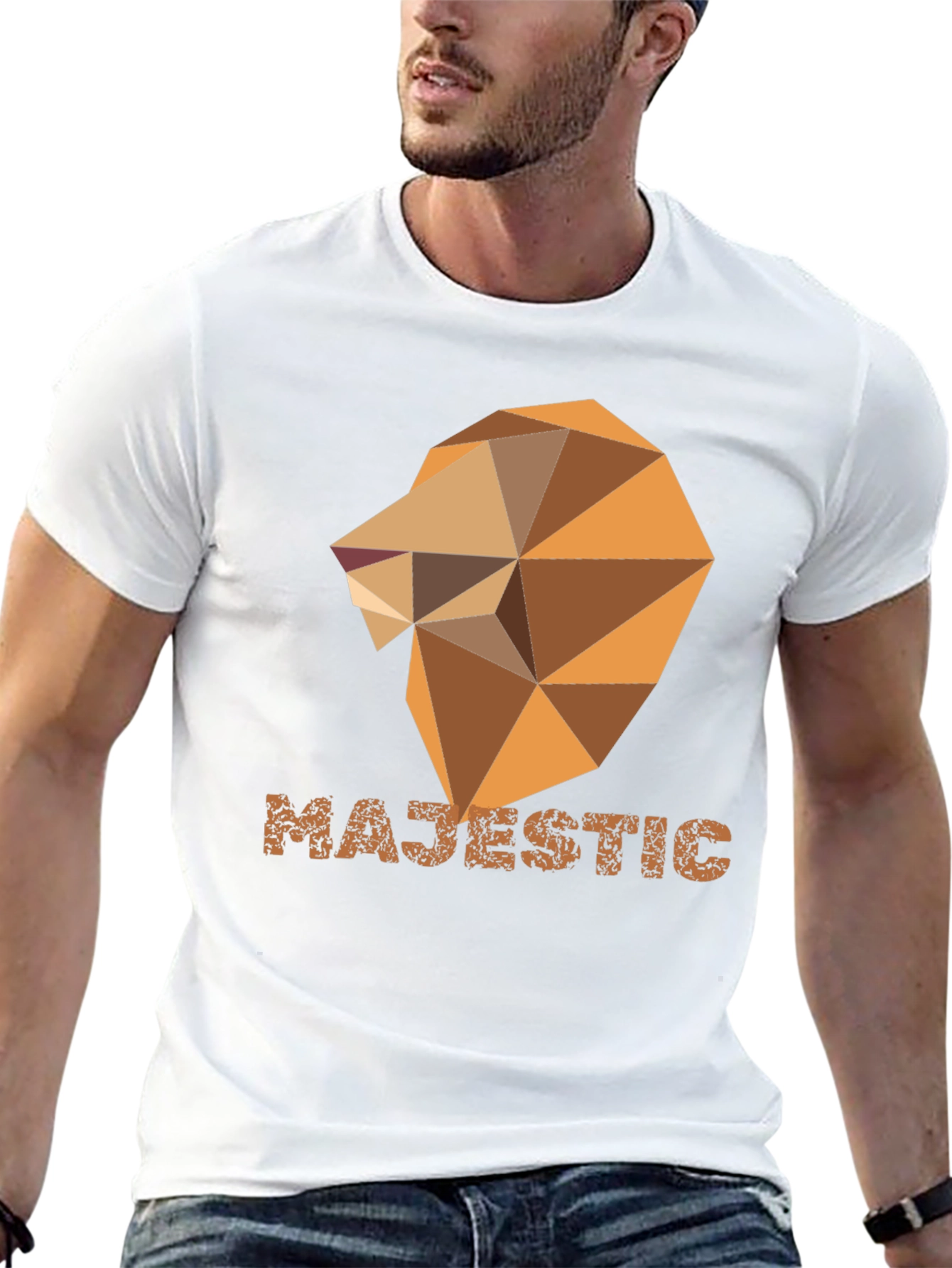 Majestic Geometric Lion Graphic Tee - Stylish Black Shirt