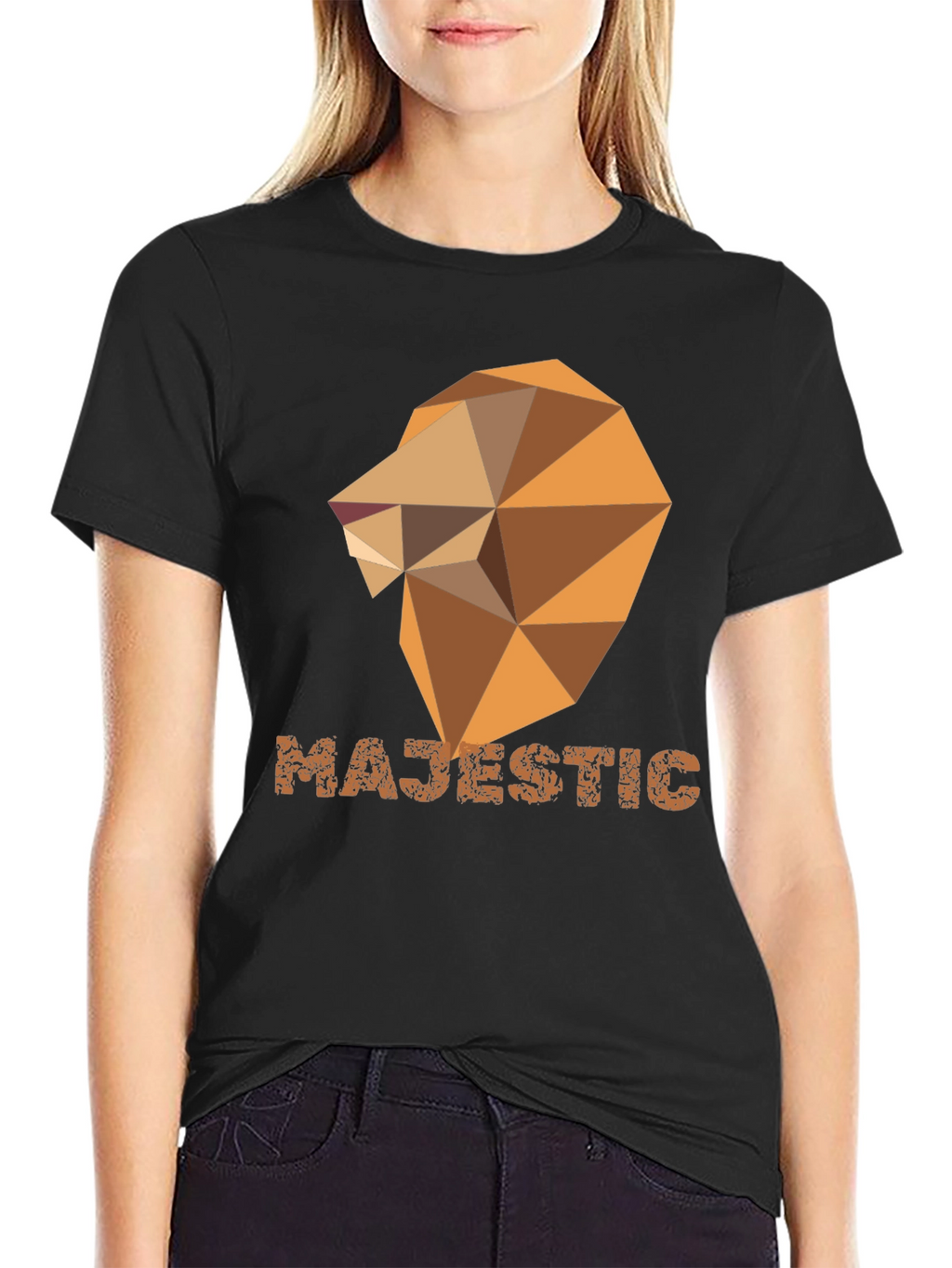 Majestic Geometric Lion Graphic Tee - Stylish Black Shirt