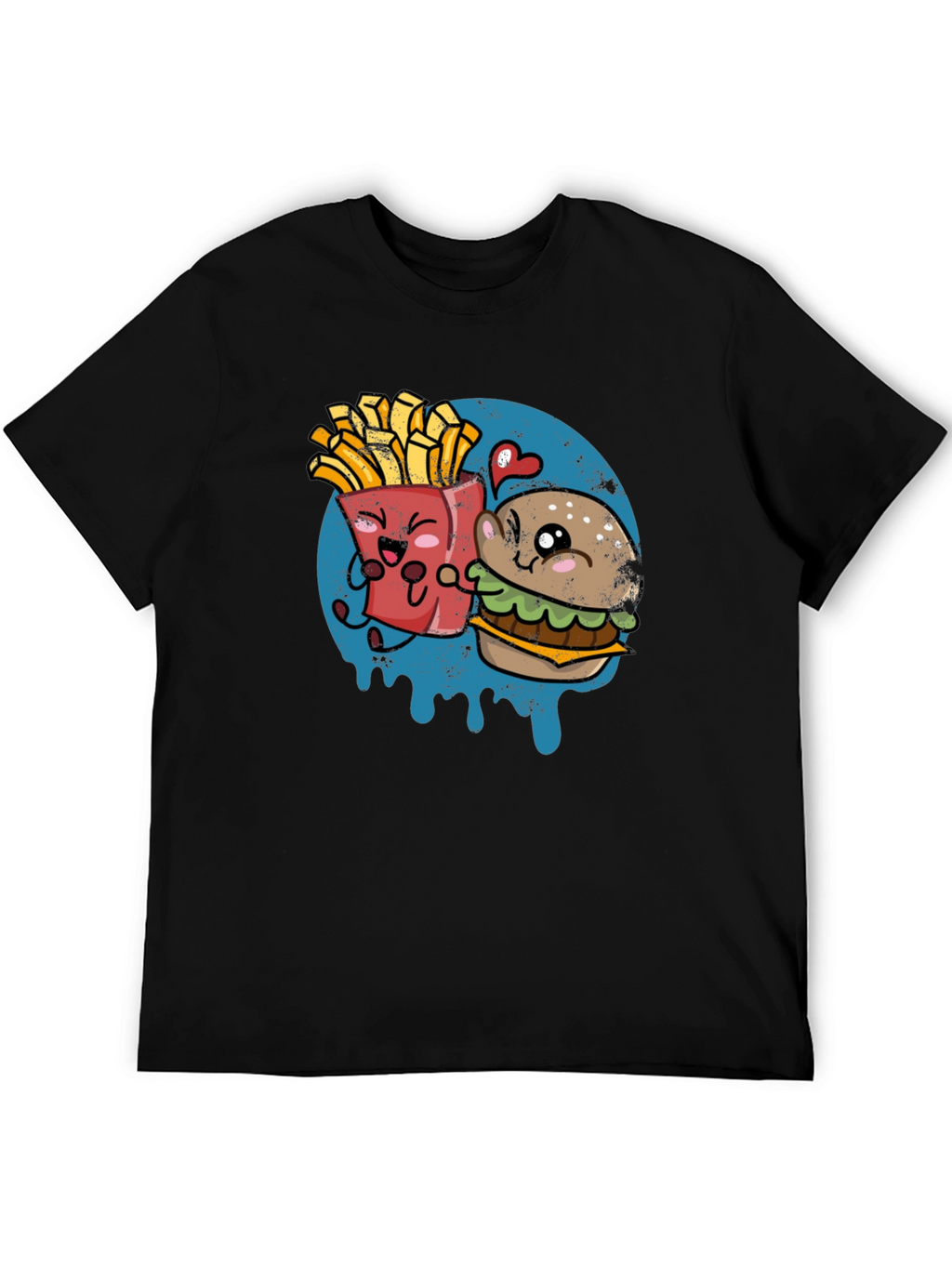 Burger & Fries Cartoon Graphic T-Shirt