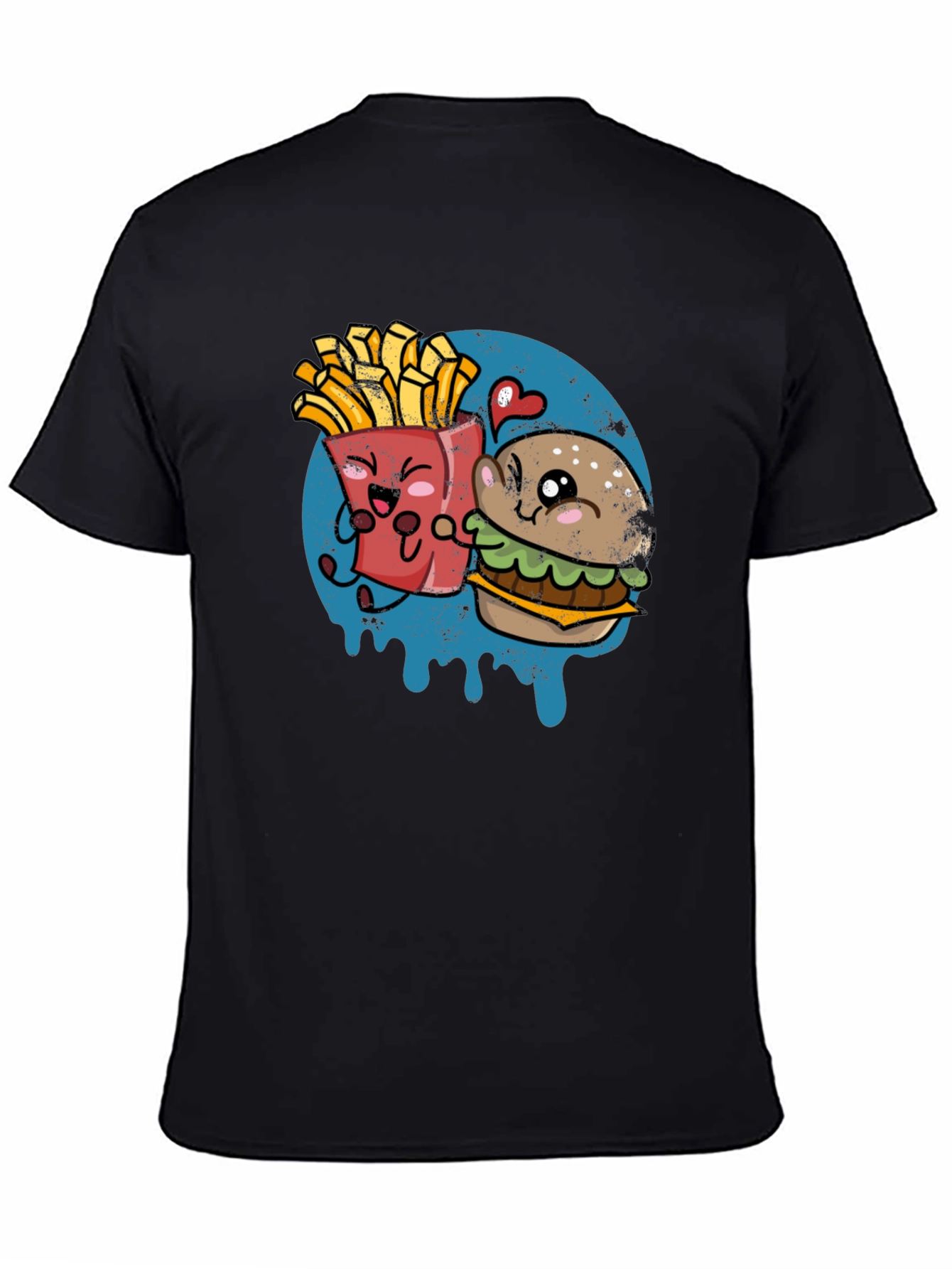 Burger & Fries Cartoon Graphic T-Shirt