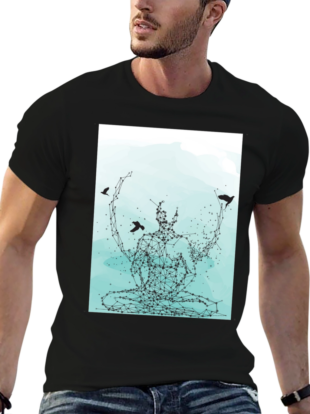 Meditative Connection Graphic Tee - Black