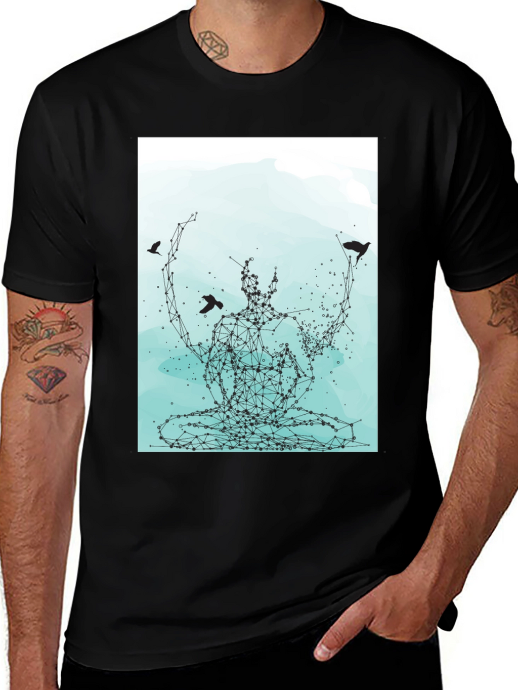 Meditative Connection Graphic Tee - Black