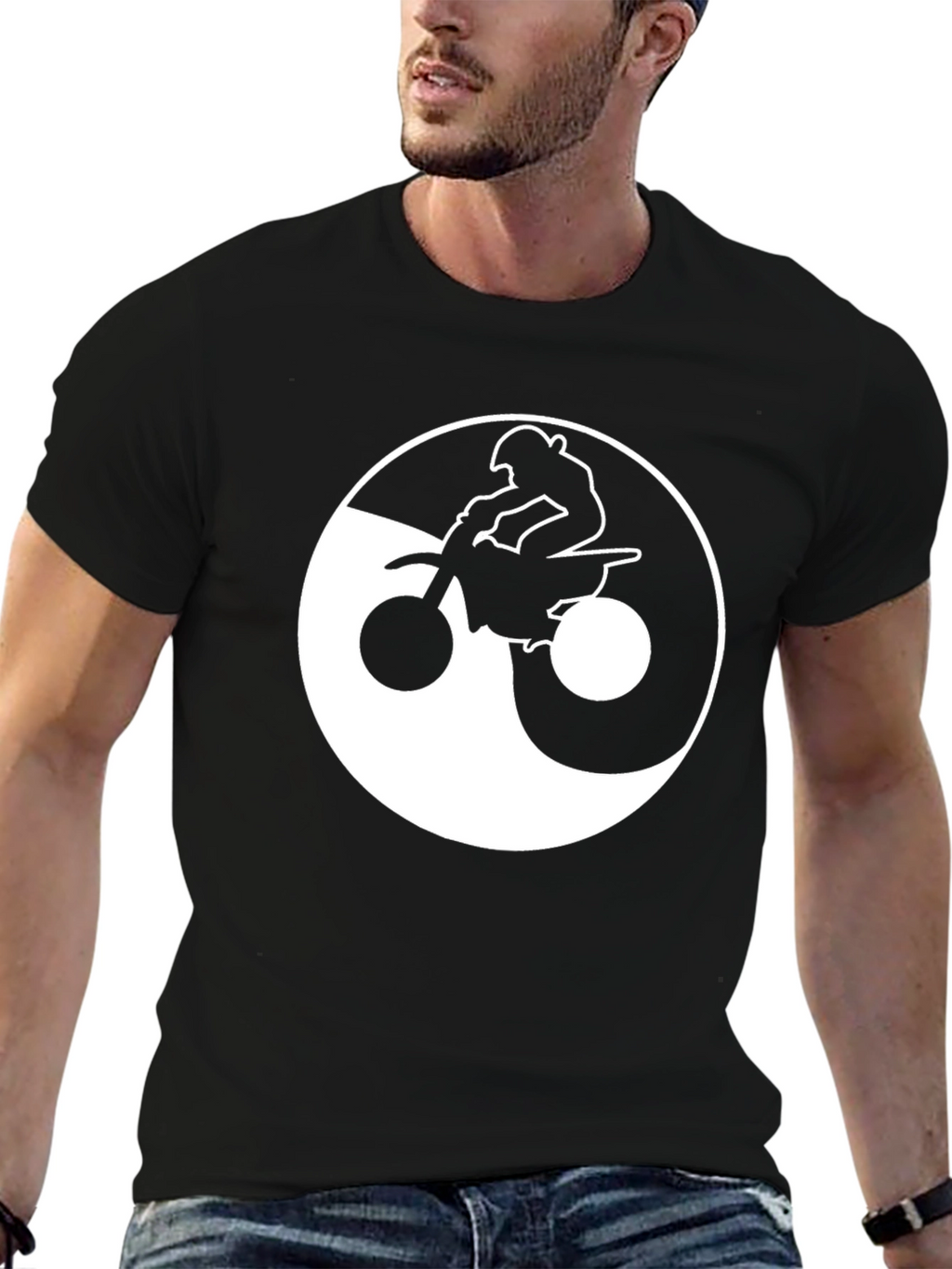 Yin Yang Dirt Bike Rider Graphic T-Shirt
