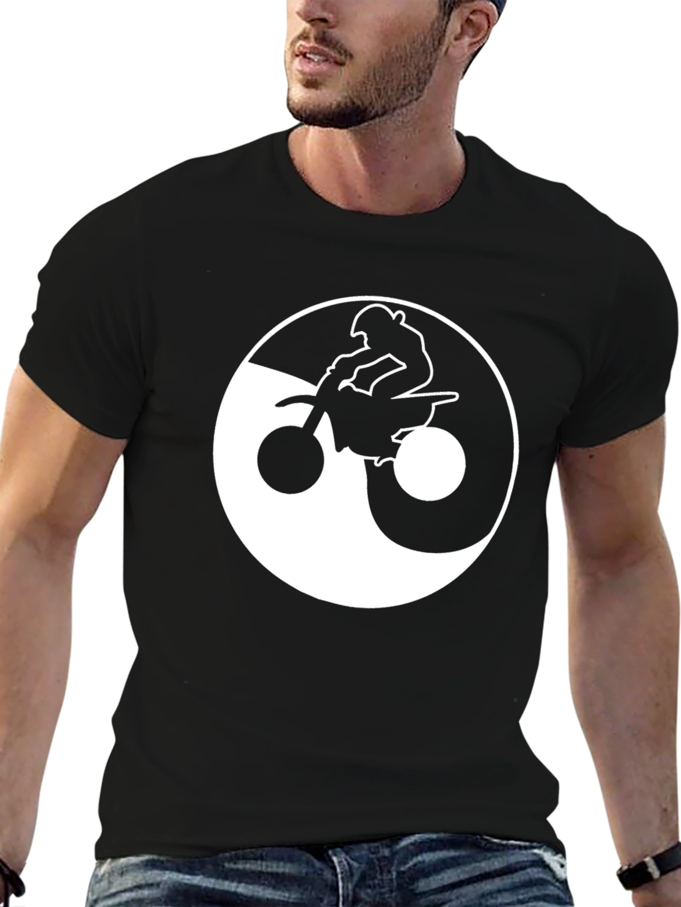 Yin Yang Dirt Bike Rider Graphic T-Shirt