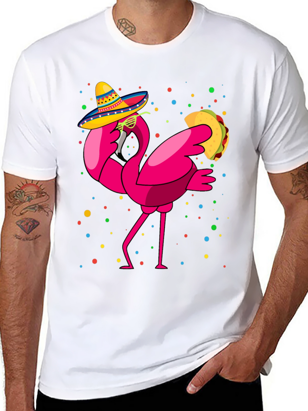 Flamingo Taco Fiesta T-Shirt - Cinco de Mayo Fun!