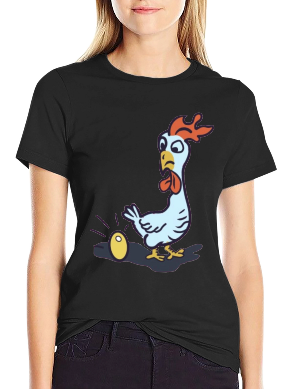 Funny Chicken Golden Egg Black T-Shirt