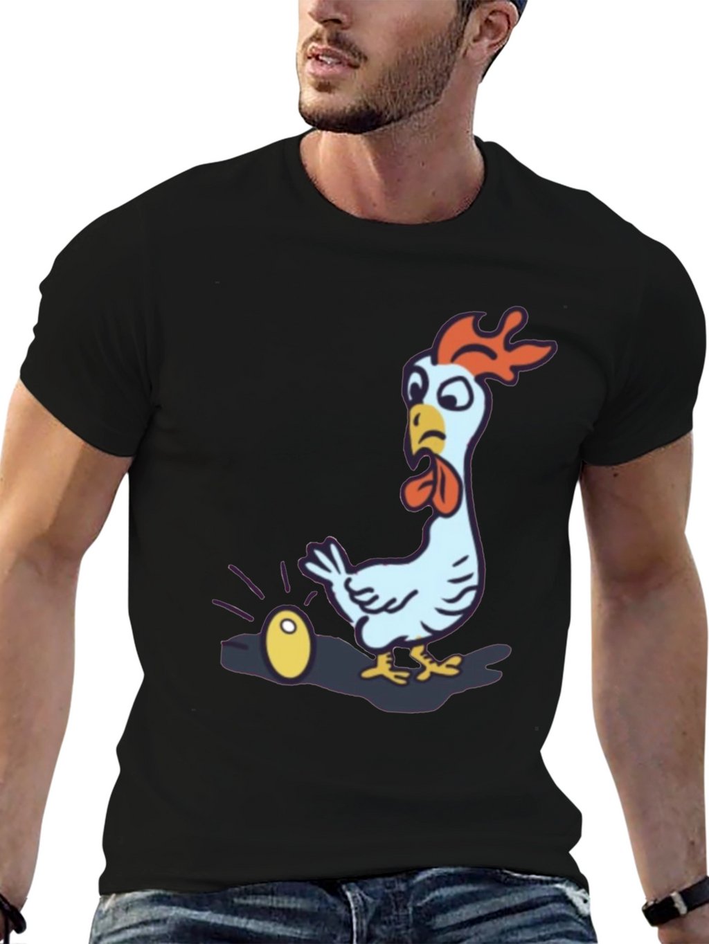 Funny Chicken Golden Egg Black T-Shirt