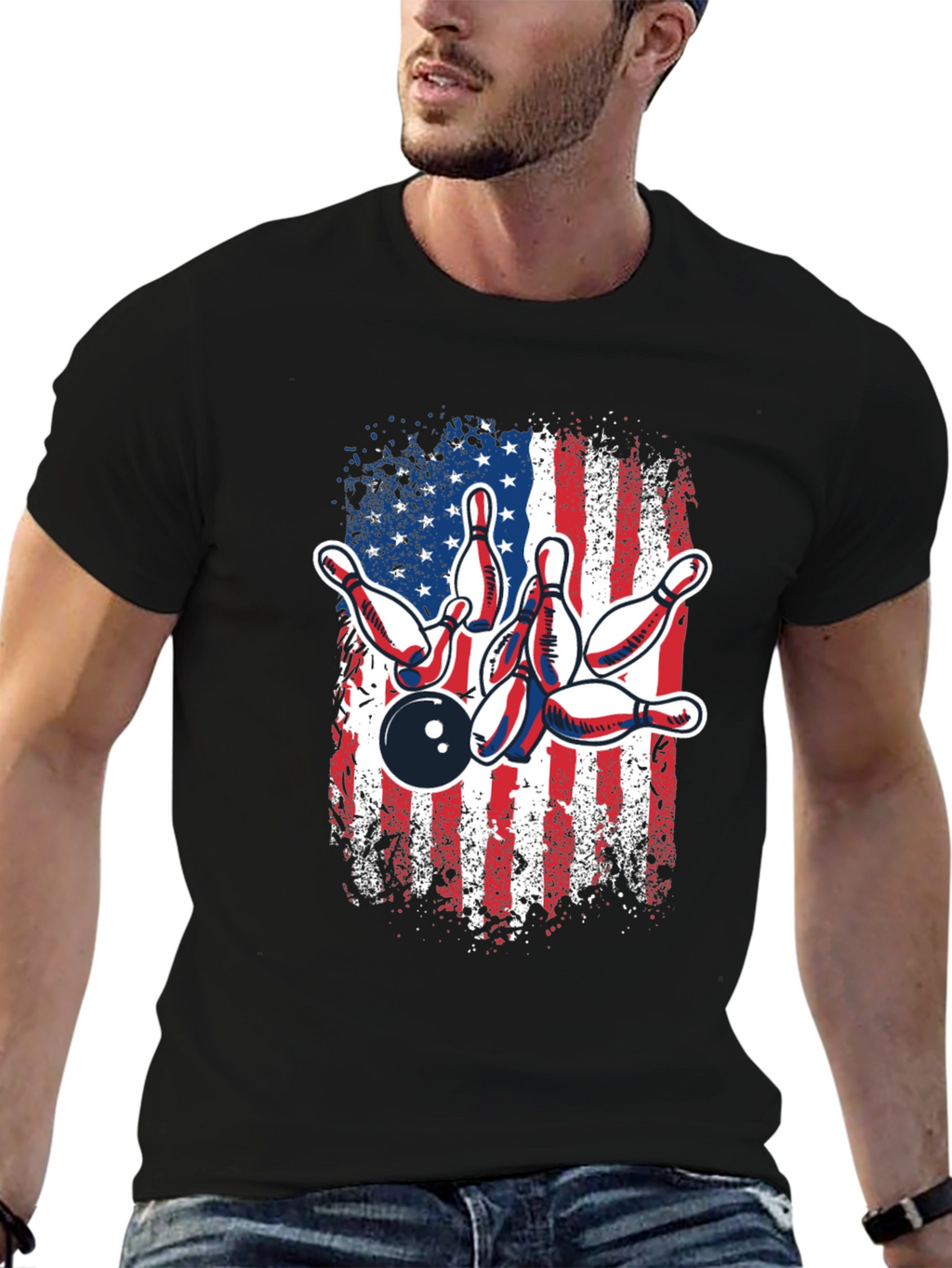 American Flag Bowling T-Shirt
