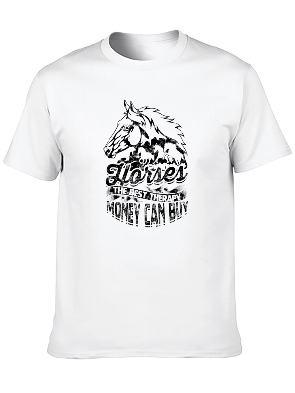 Horses Best Therapy Mens Graphic T-Shirt