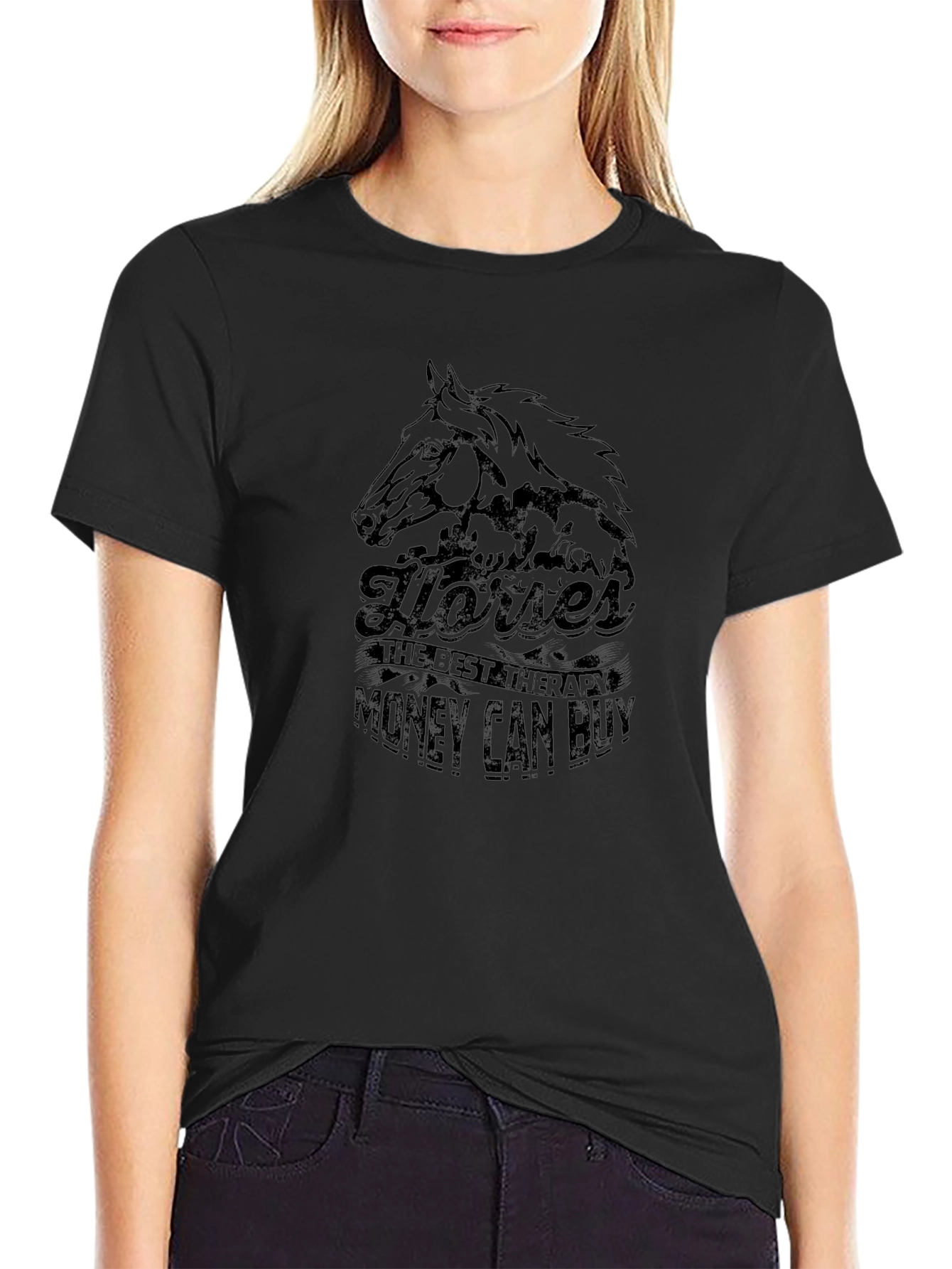 Horses Best Therapy Mens Graphic T-Shirt