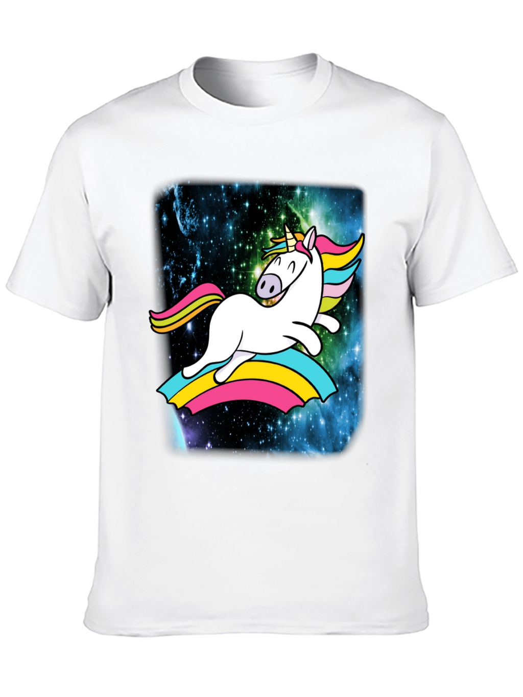 Unicorn Rainbow Galaxy Mens Black T-Shirt