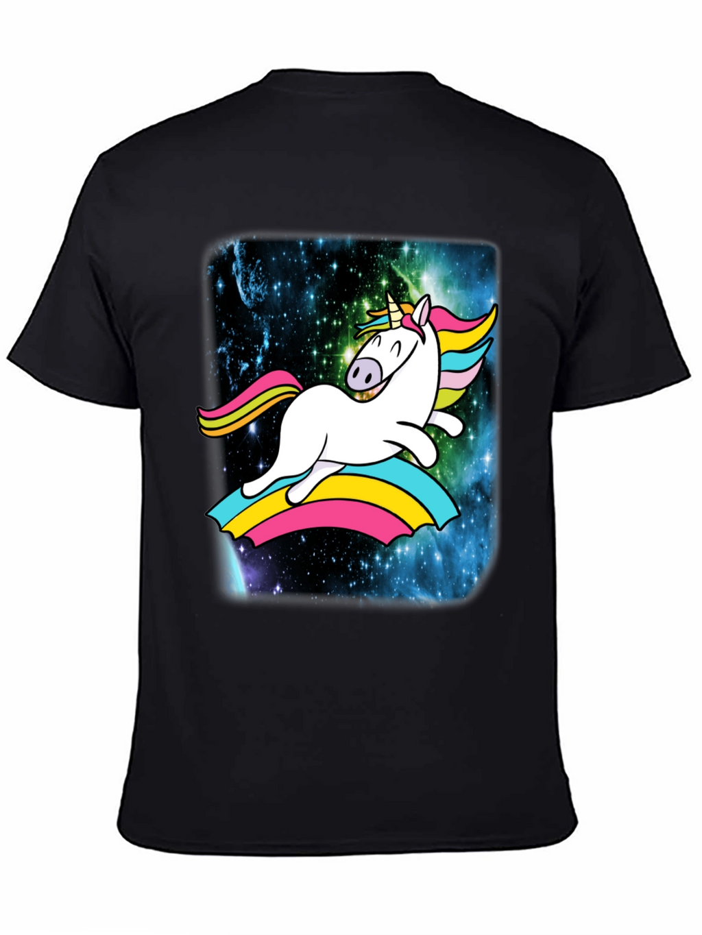 Unicorn Rainbow Galaxy Mens Black T-Shirt