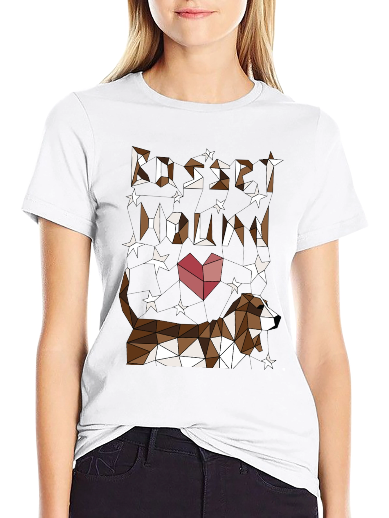 Geometric Basset Hound Graphic T-Shirt