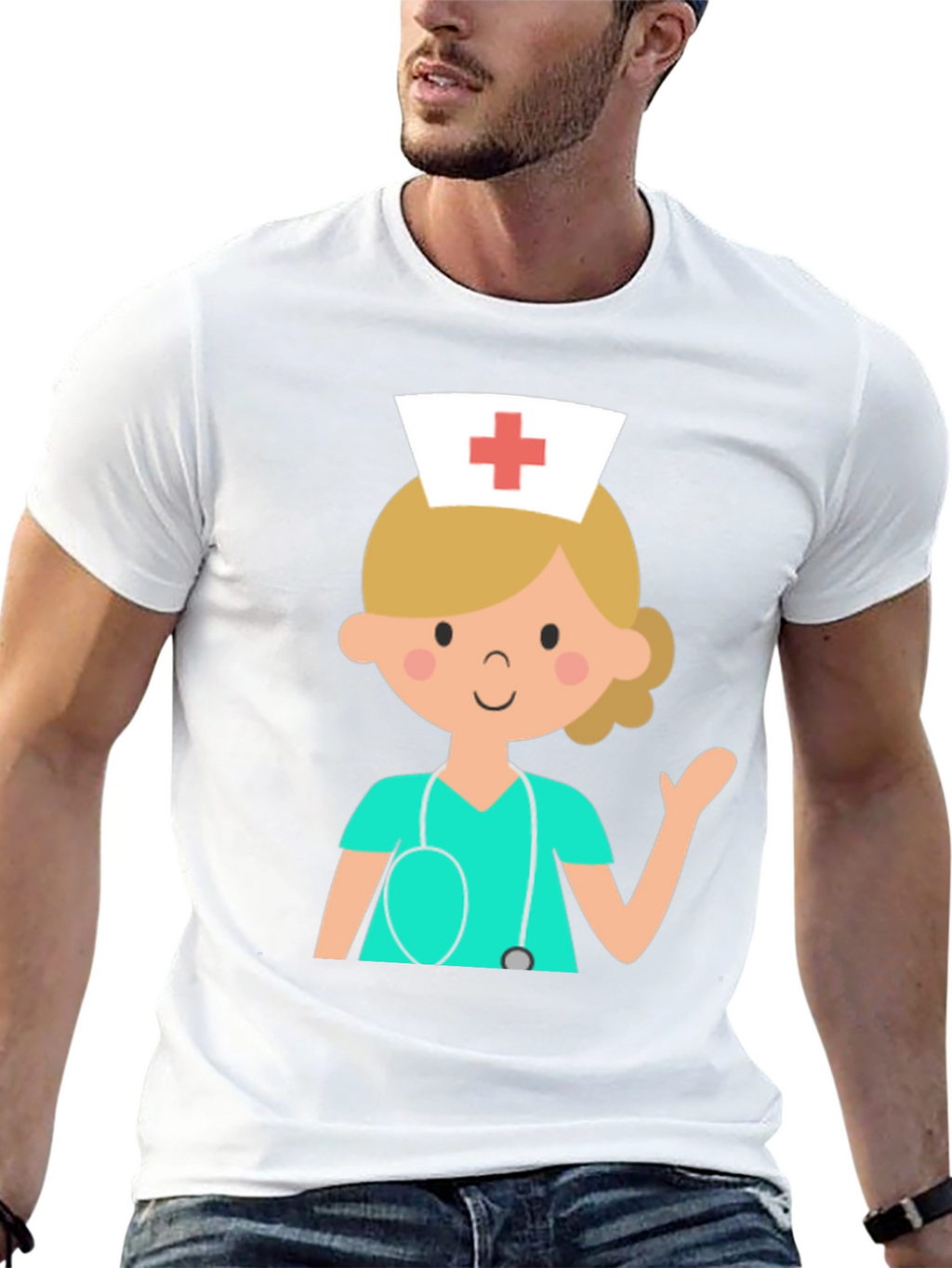 Nurse Cartoon Graphic Tee - Unisex Black T-Shirt