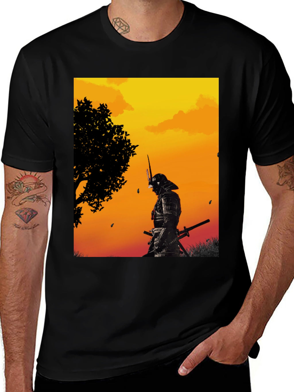 Samurai Warrior Graphic Black T-Shirt
