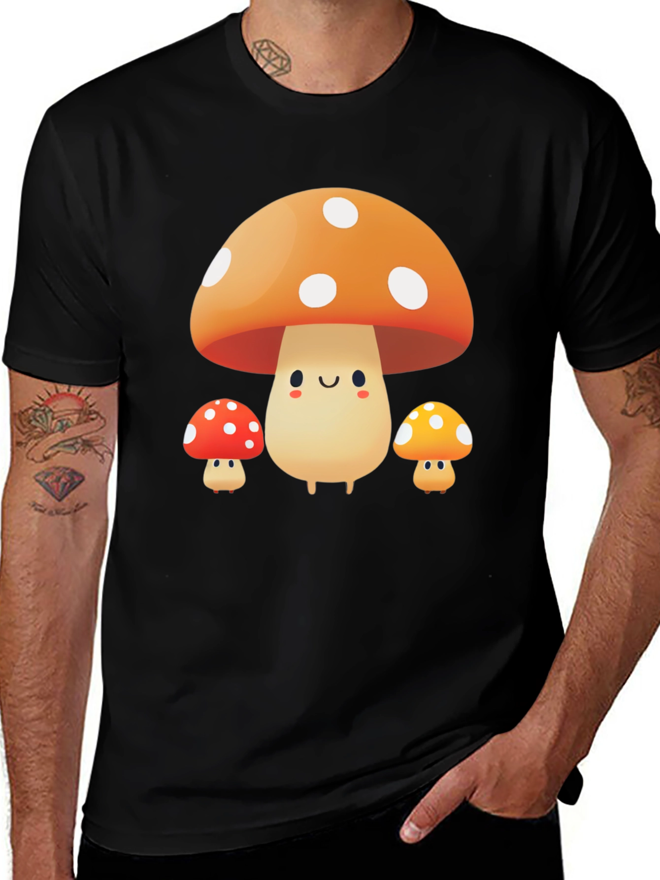 Cute Mushroom Trio Graphic Tee - Soft Cotton Comfort