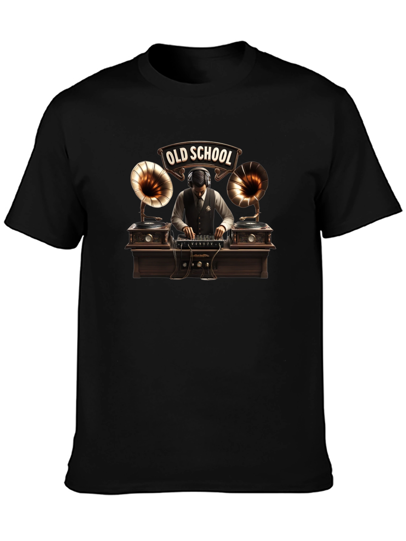 Old School DJ Black T-Shirt