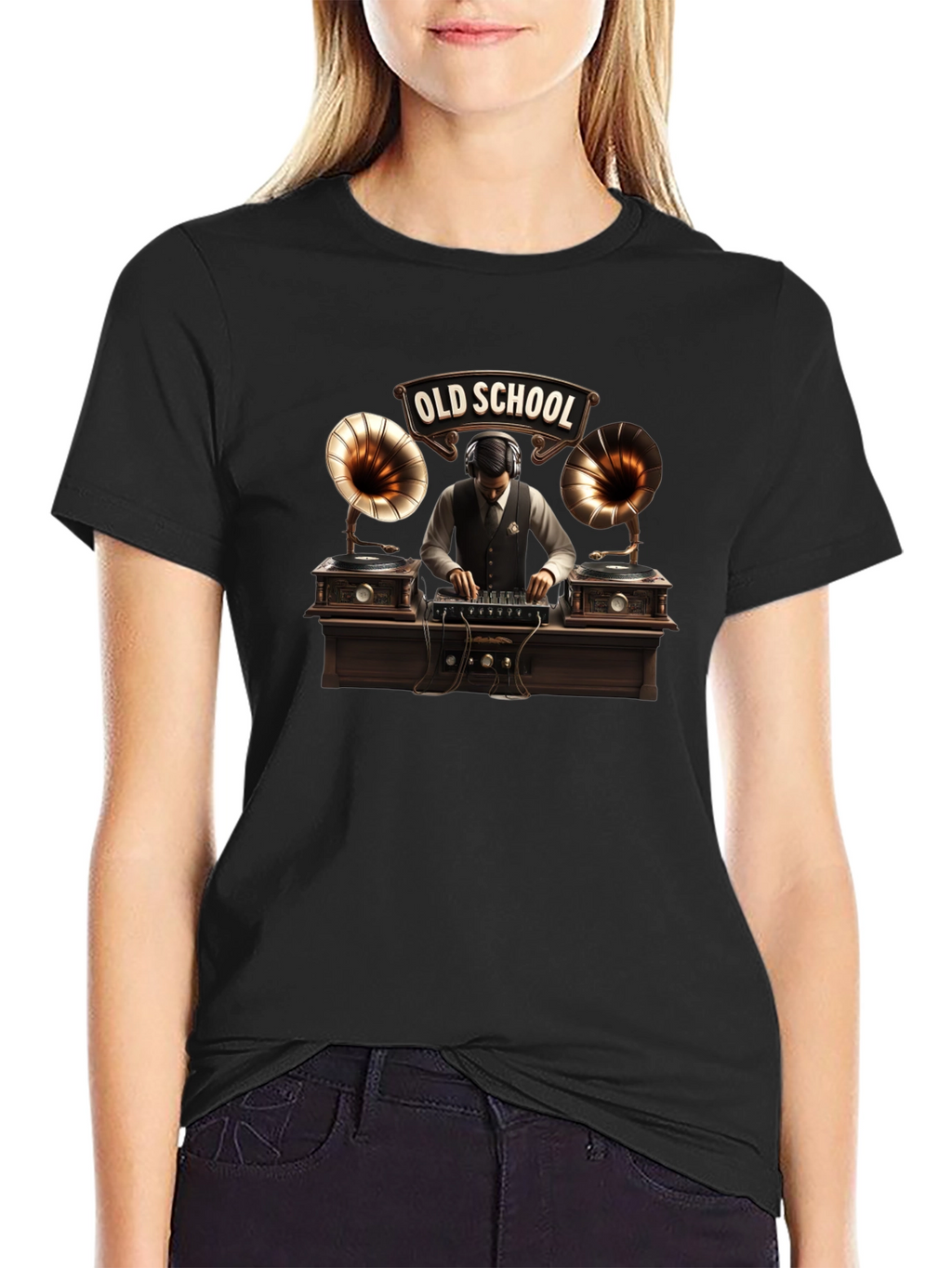 Old School DJ Black T-Shirt