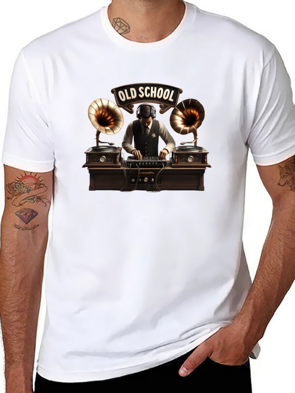 Old School DJ Black T-Shirt