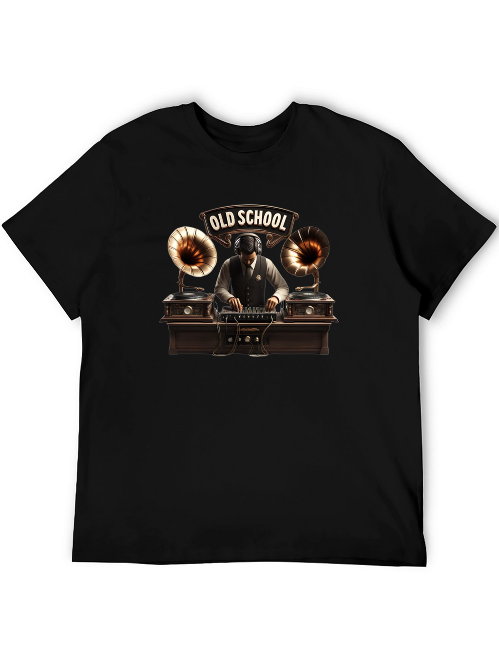 Old School DJ Black T-Shirt