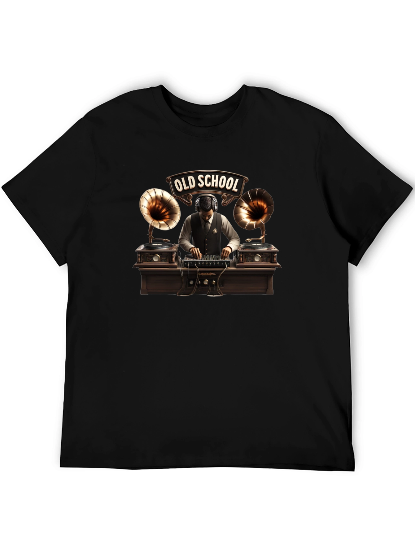 Old School DJ Black T-Shirt