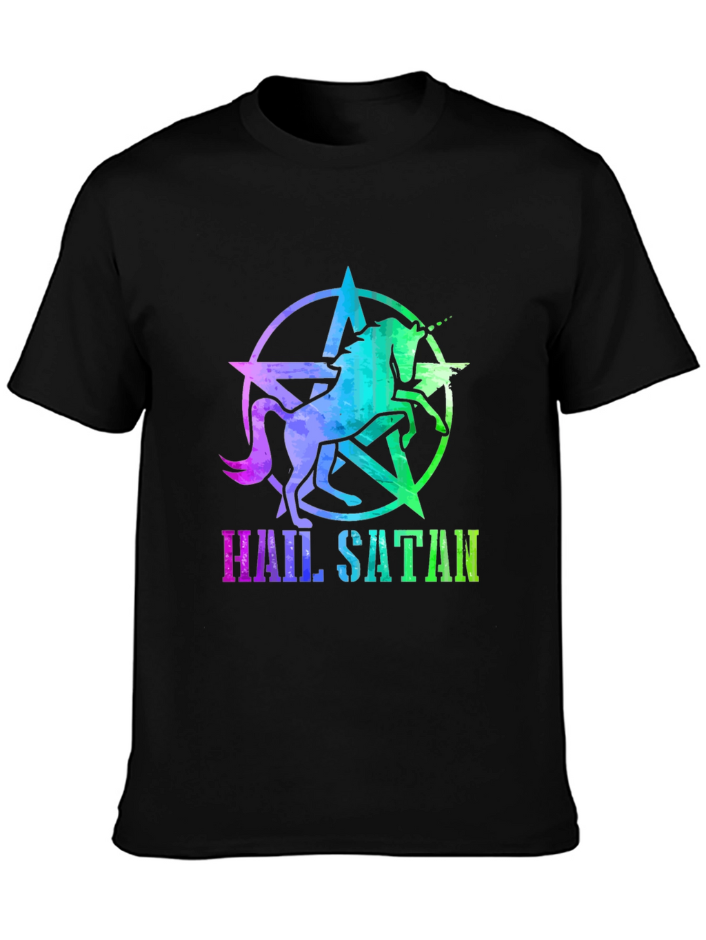 Hail Satan Unicorn Star Graphic T-Shirt