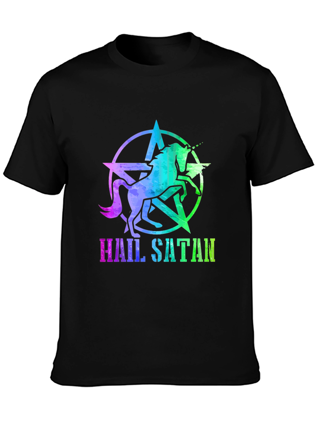 Hail Satan Unicorn Star Graphic T-Shirt