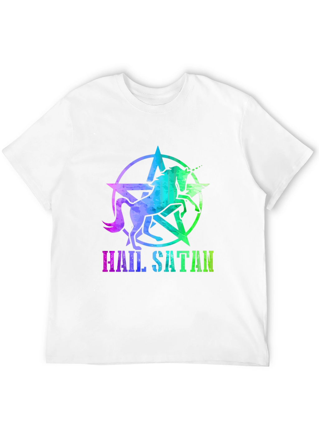 Hail Satan Unicorn Star Graphic T-Shirt