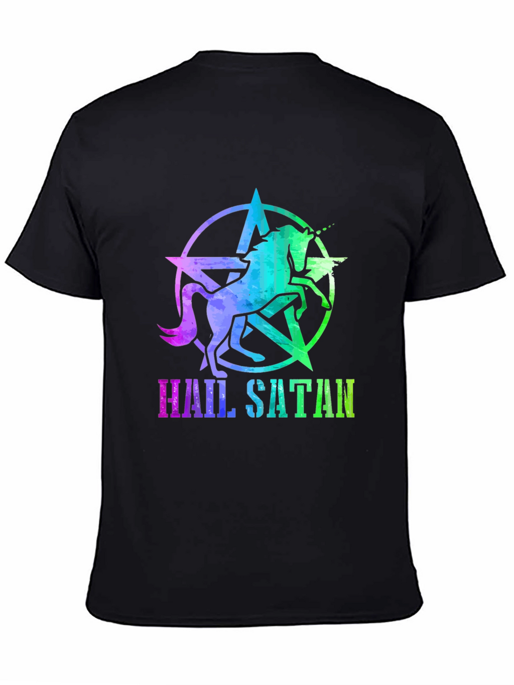 Hail Satan Unicorn Star Graphic T-Shirt