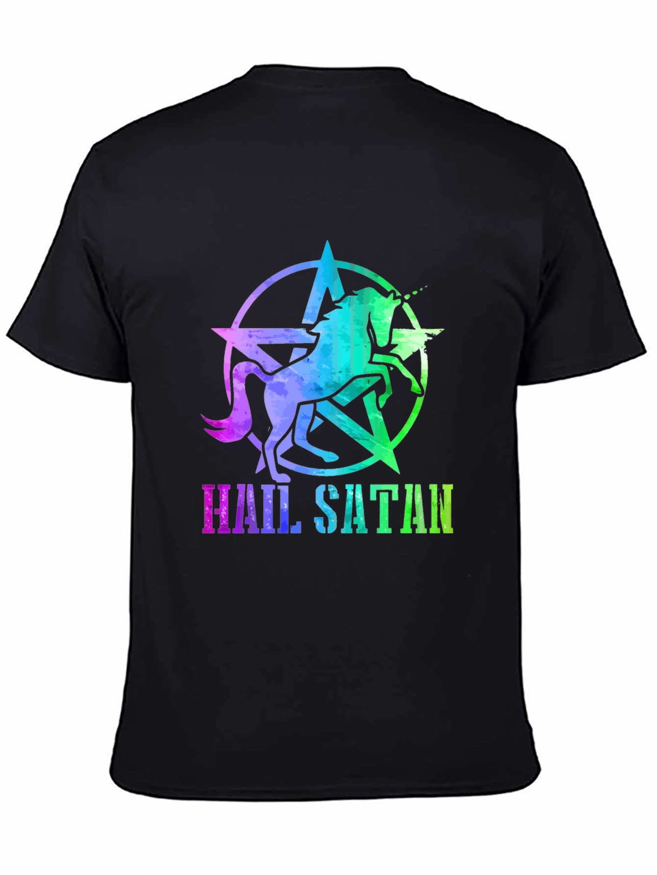 Hail Satan Unicorn Star Graphic T-Shirt
