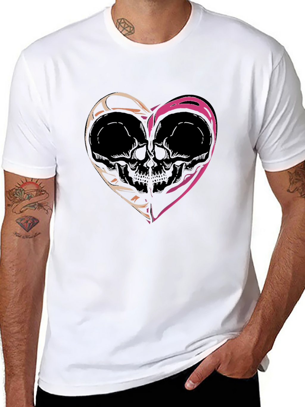Skull Heart Graphic Tee - Edgy Black T-Shirt