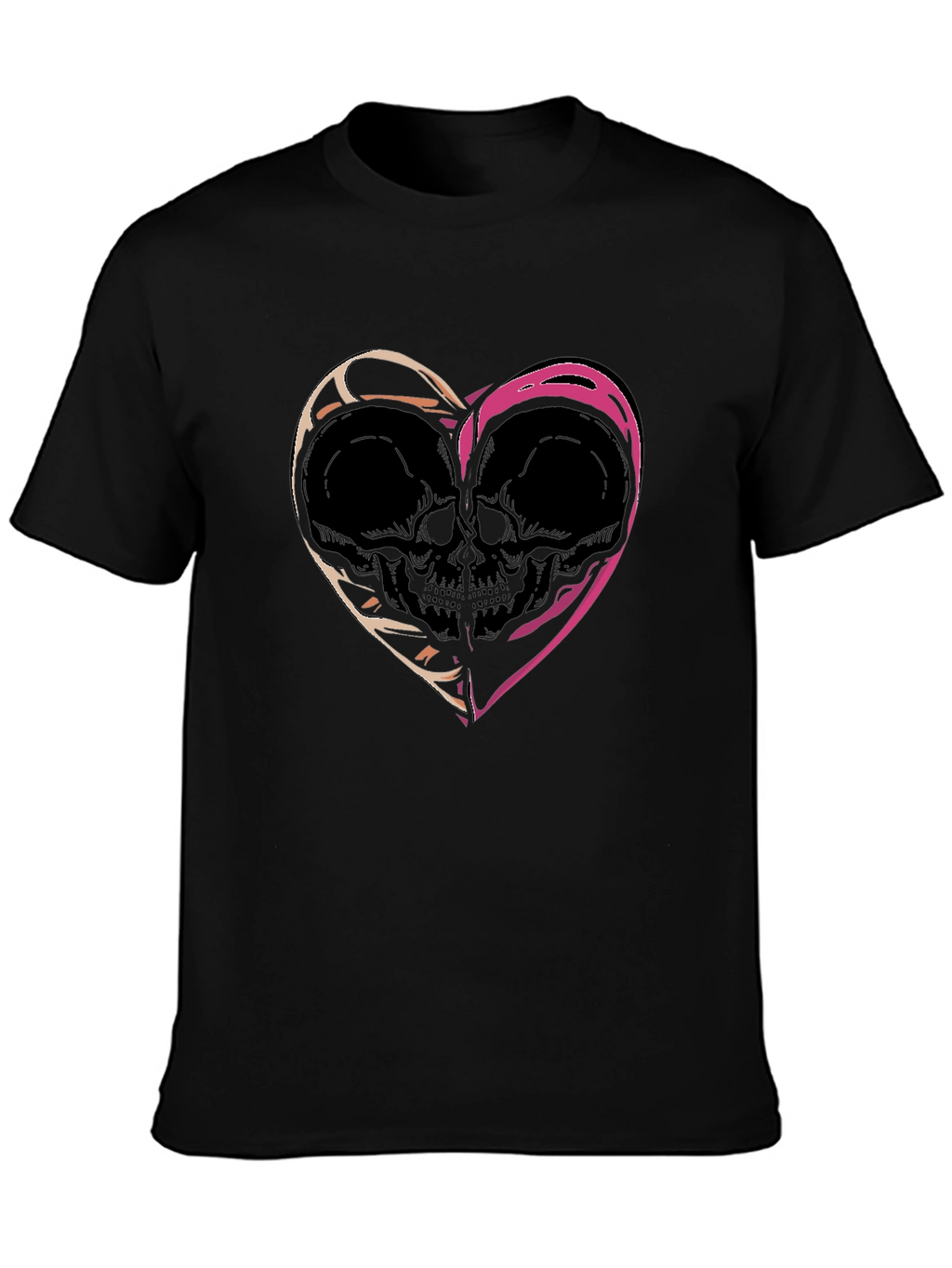 Skull Heart Graphic Tee - Edgy Black T-Shirt