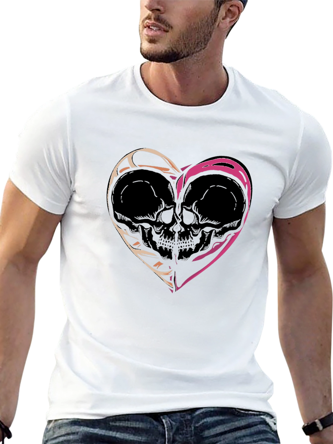 Skull Heart Graphic Tee - Edgy Black T-Shirt