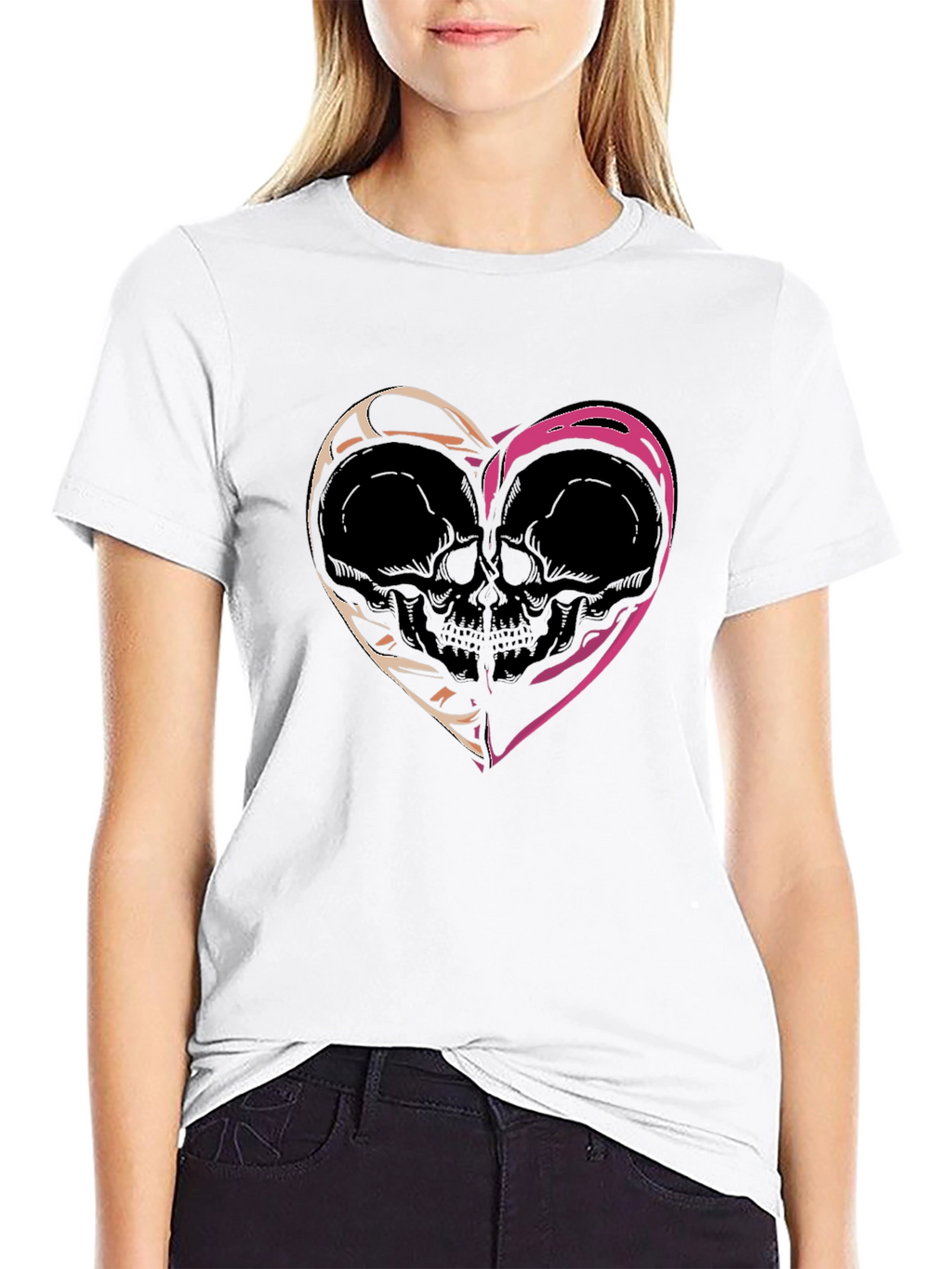 Skull Heart Graphic Tee - Edgy Black T-Shirt