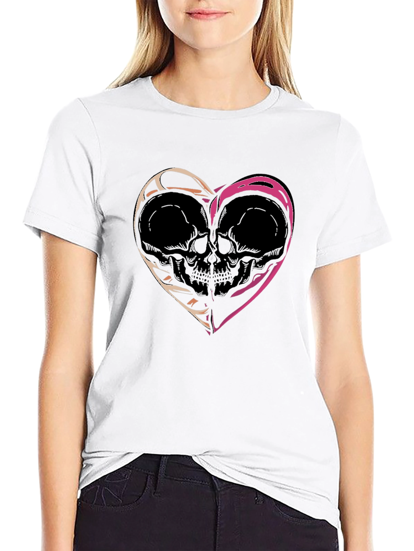 Skull Heart Graphic Tee - Edgy Black T-Shirt