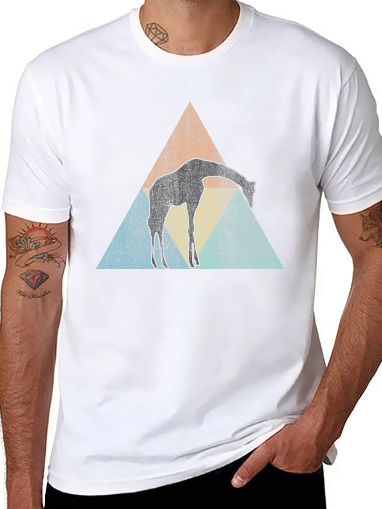 Giraffe Triangle T-Shirt - Black Graphic Tee