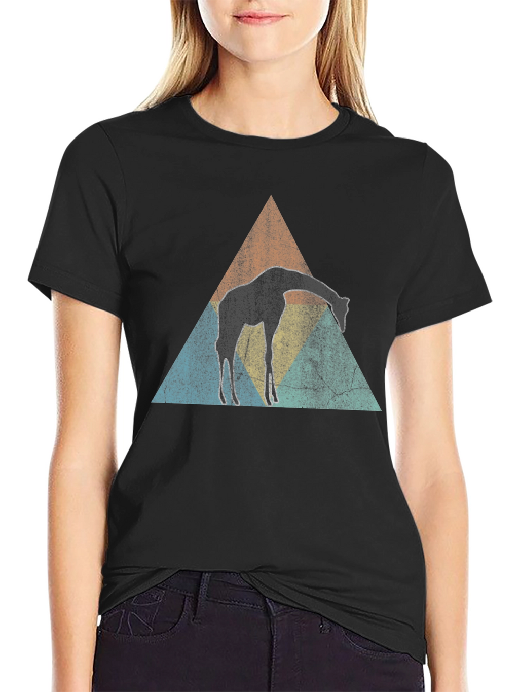 Giraffe Triangle T-Shirt - Black Graphic Tee