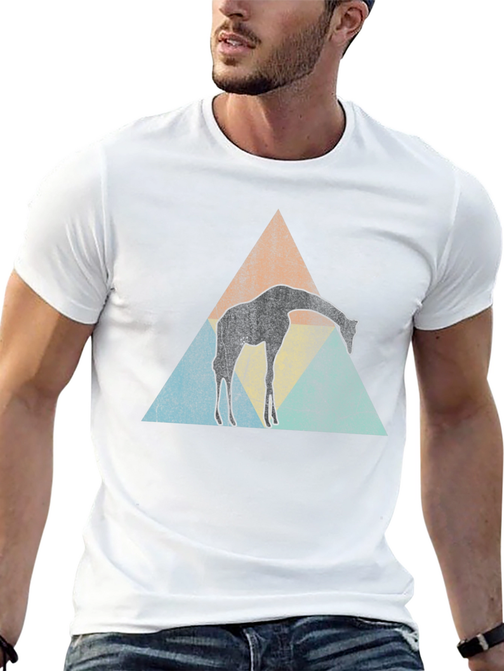 Giraffe Triangle T-Shirt - Black Graphic Tee
