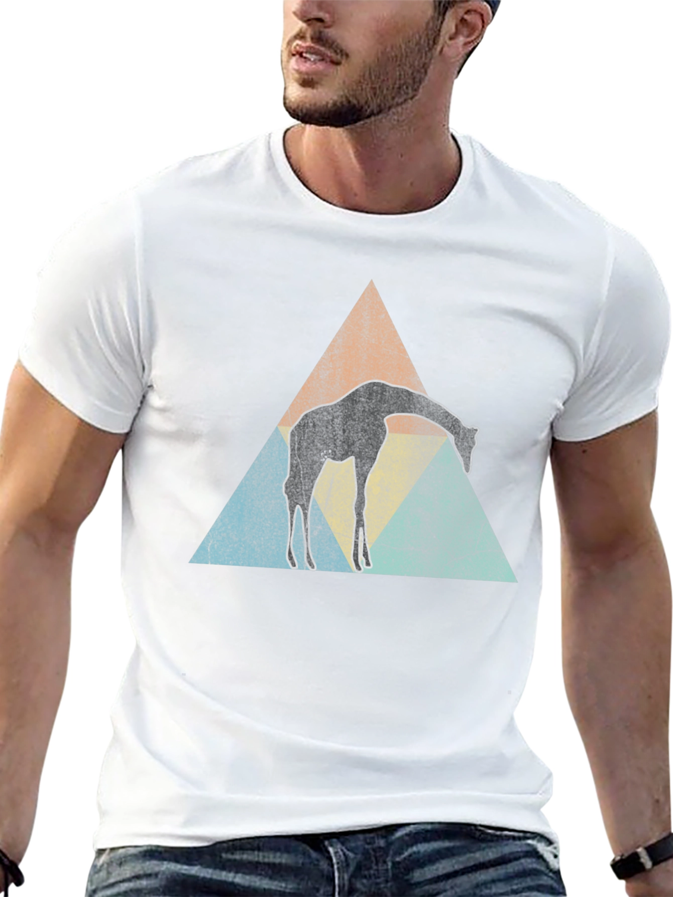 Giraffe Triangle T-Shirt - Black Graphic Tee