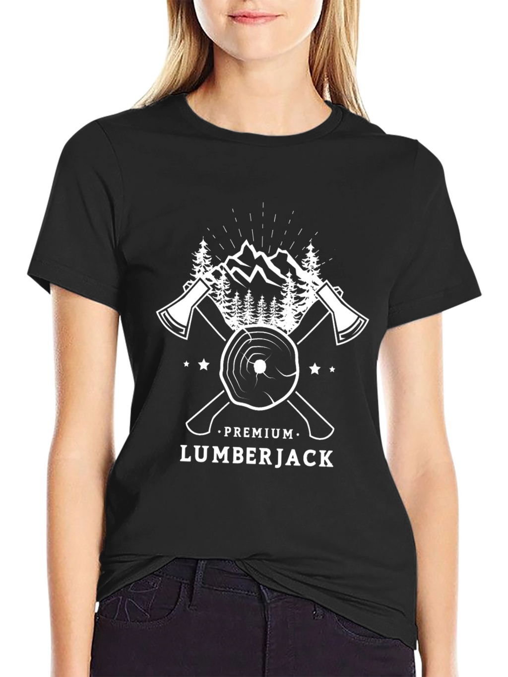 Premium Lumberjack Graphic Tee - Black Cotton Blend