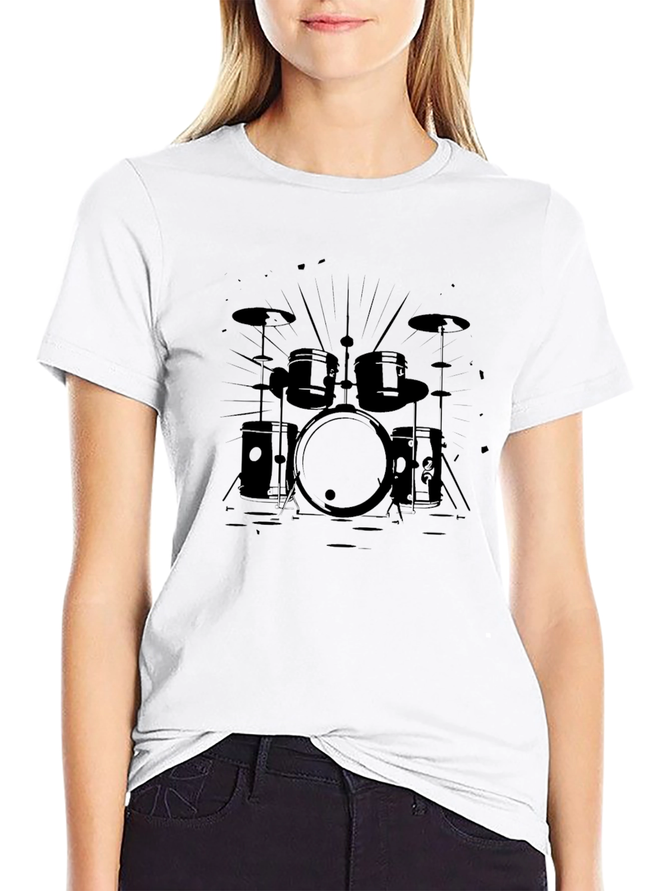 Drum Set Graphic Tee - Black Music T-Shirt